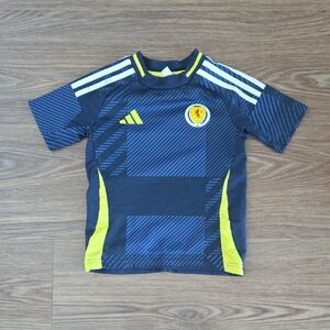 Adidas Kids Navy and Yellow Scotland National Team Football Top